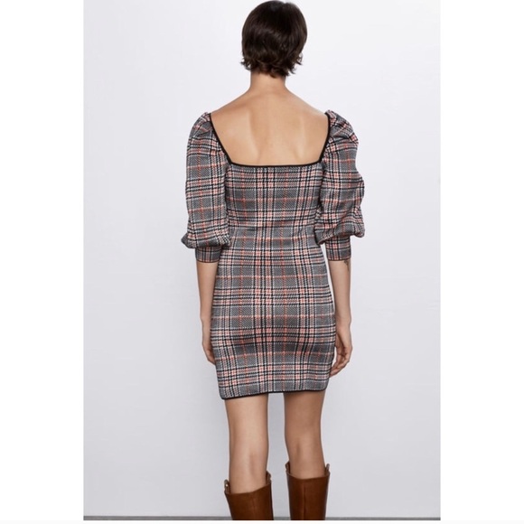 NWT ZARA Plaid Knit Dress M Blogger’s Fav - Picture 7 of 11